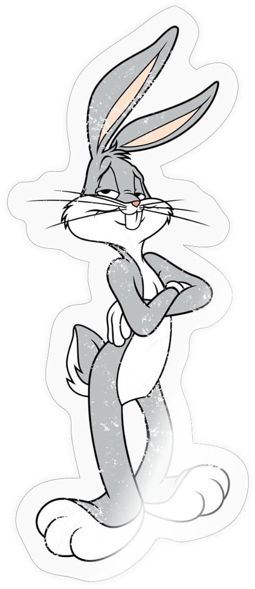 Looney Tunes Bugs Bunny Vintage Sticker maat S (10 x 10 cm)