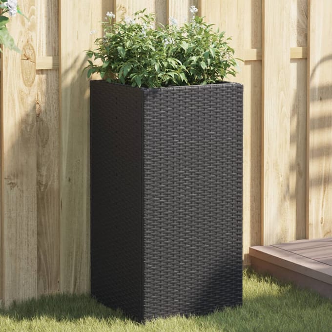vidaXL - Plantenbakken - 2 - st - 40x40x80 - cm - poly - rattan - zwart