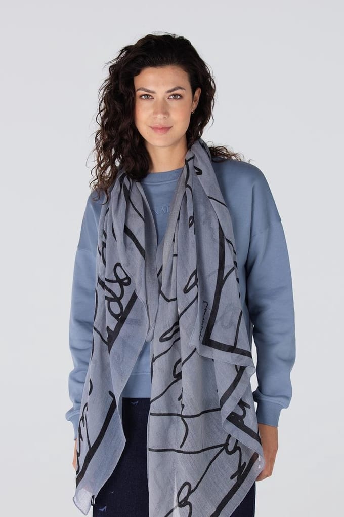 Jansen Amsterdam Scarf sjaal met logo design | Blauw