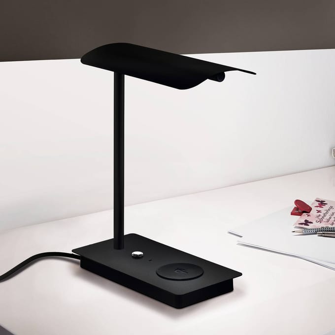 EGLO LED tafellamp Arenaza, dimbaar, QI, zwart