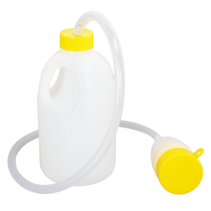 Bouteille Urinal pour Homme avec Tube Urinaire 90cm 1700ml Grande Capacité Bouteille à Pipi avec Couvercle Désodorisation white