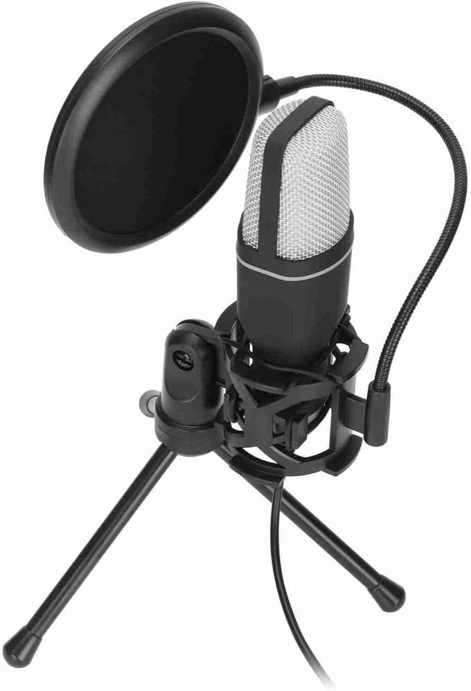 USB Microfoon - Computermicrofoon Podcast - Streaming Opnemen - 360 Graden Rotatie - Inclusief Statief - Zwart
