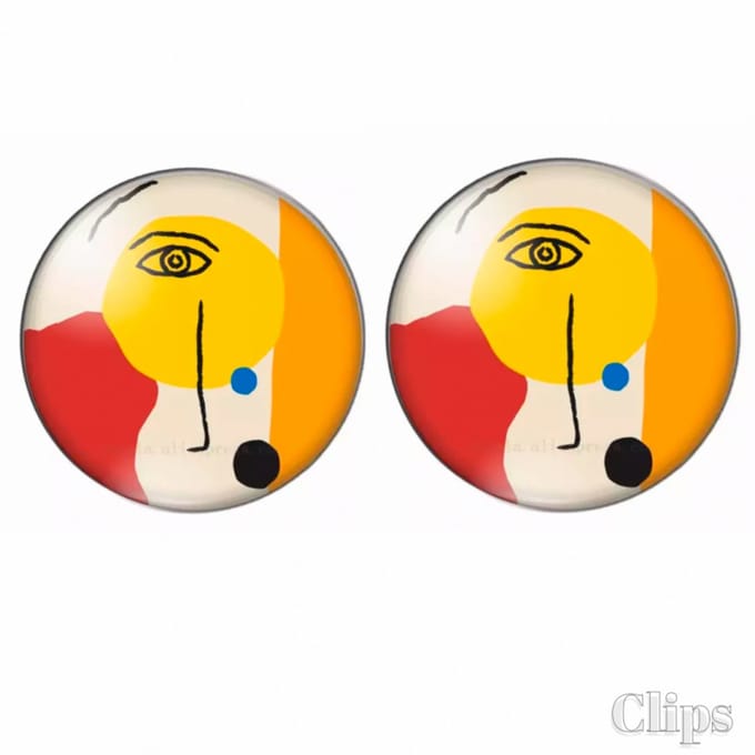 Clip oorbellen-eye-2 cm Modern geel