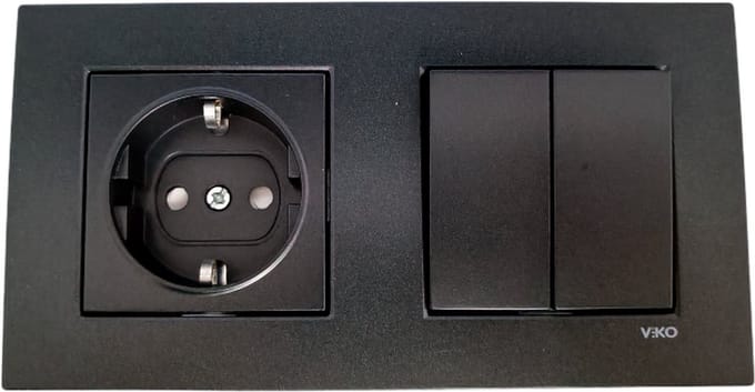 Panasonic Viko-Stopcontact Serieschakelaar Combinatie-Zwart-Inbouw-Randaarde-Compleet
