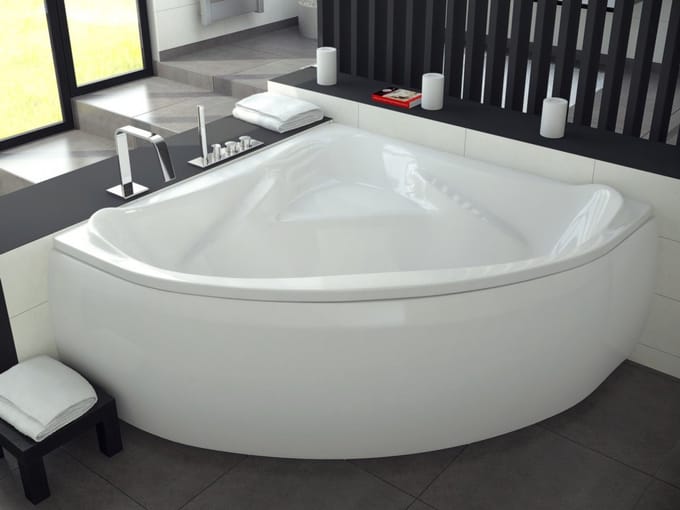 Badland EWA hoekbad 134 x 134 cm wit met styropor ombouw