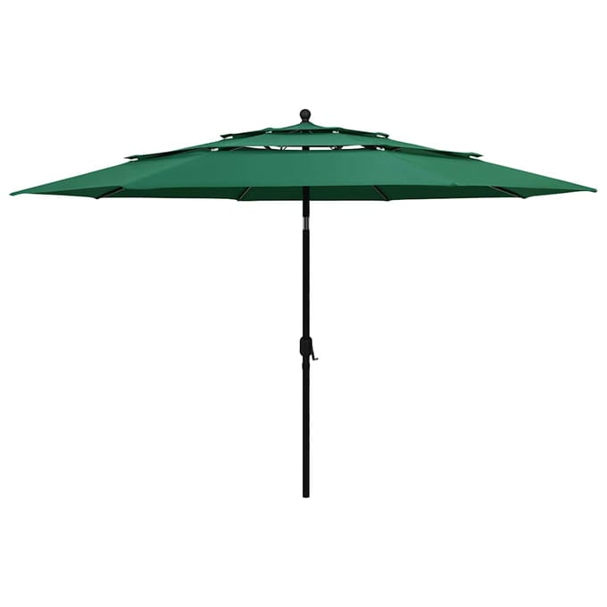 vidaXL - Parasol - 3-laags - met - aluminium - paal - 3,5 - m - groen