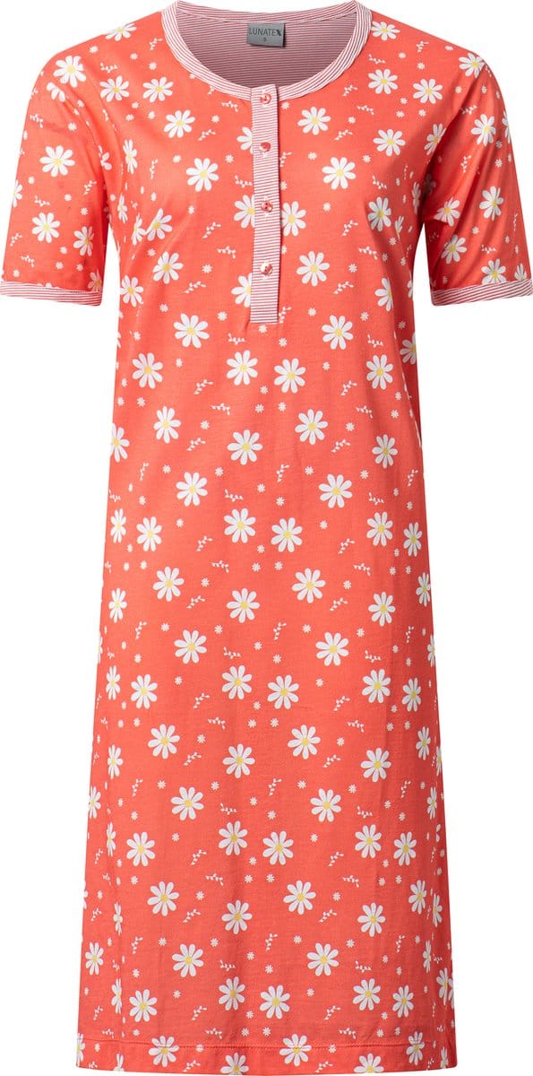 Lunatex - dames nachthemd 224147 - 100% katoen - rood - maat XL