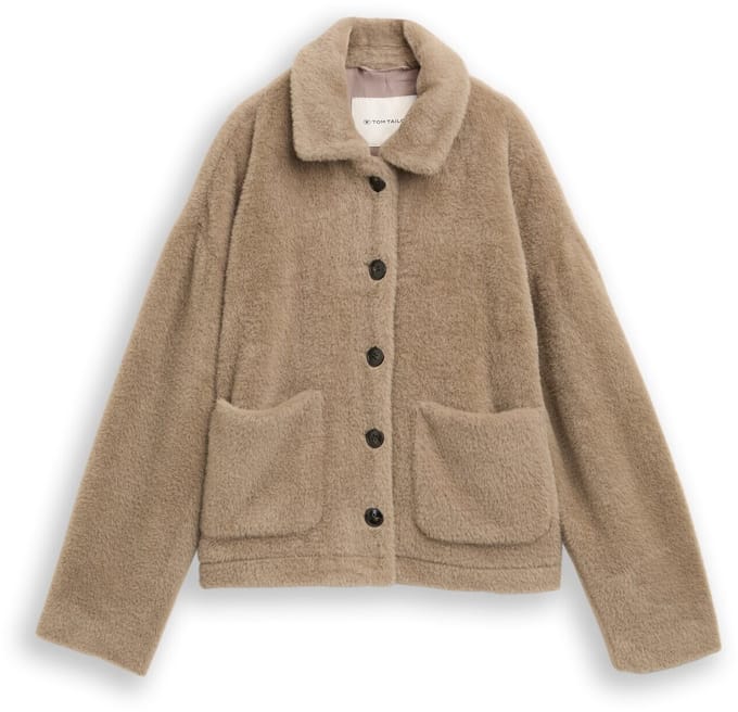 Tom Tailor - Teddyjas met zakken - Maat M - soft taupe grey