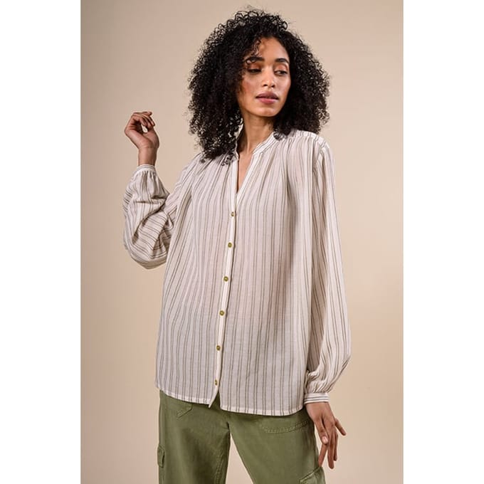 River Woods Ls Shirt Frounced Shoulder Green Maat: 36 | Blouses Outlet | Dames | Beige
