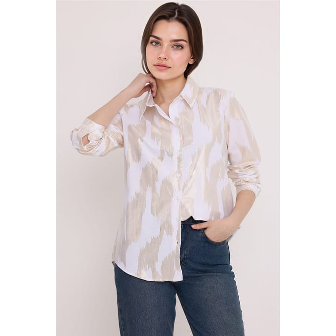 Oversized gestreepte blouse met knopen