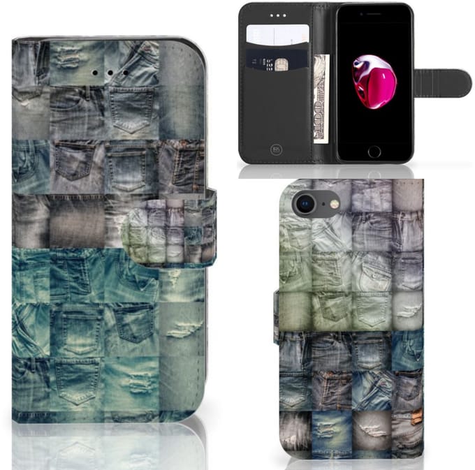 Wallet Case met Pasjes iPhone 7 | 8 | SE (2020) | SE (2022) Spijkerbroeken