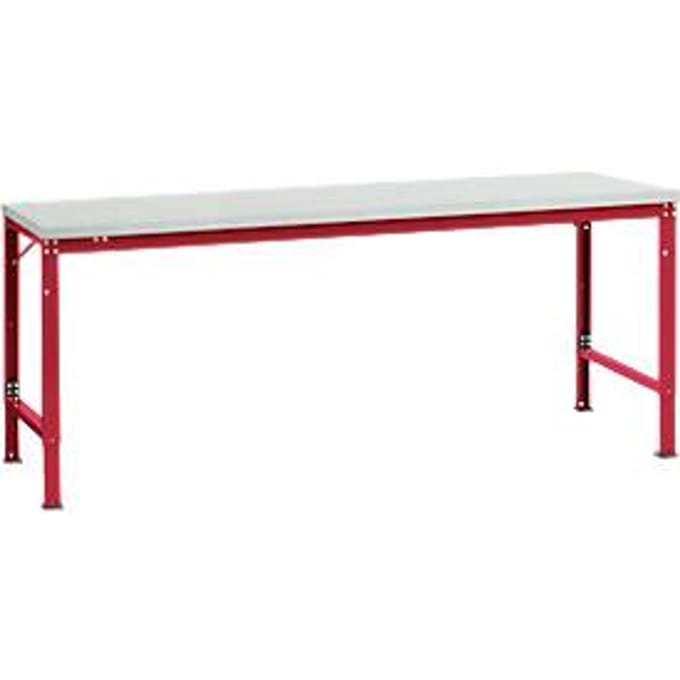 Manuflex basistafel UNIVERSAL Speciaal, 2000 x 1000 mm, melamine lichtgrijs, robijnrood
