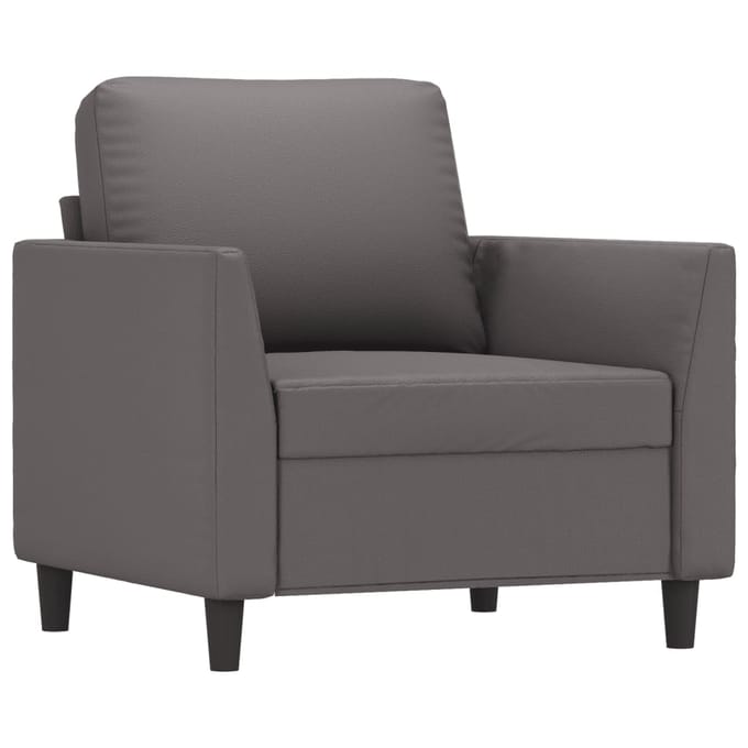vidaXL - 3-delige - Loungeset - met - kussens - kunstleer - grijs