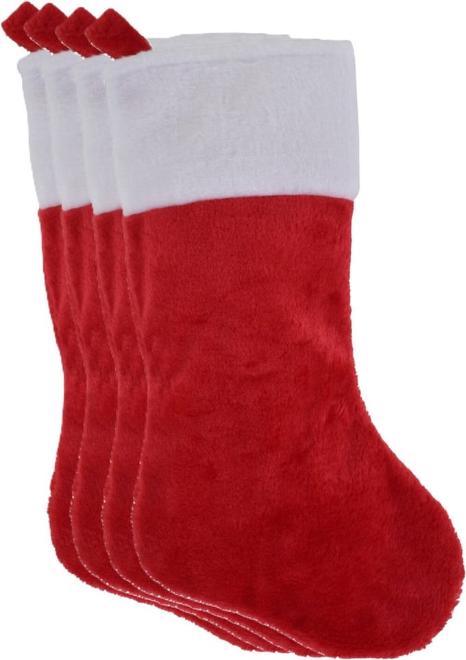 Christmas Decorations Decoratie kerstsokken - 4x - rood - H43 cm - polyester - traditioneel