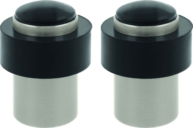 AMIG Deurstopper/deurbuffer - 2x - D30mm - inclusief schroeven - mat zilver