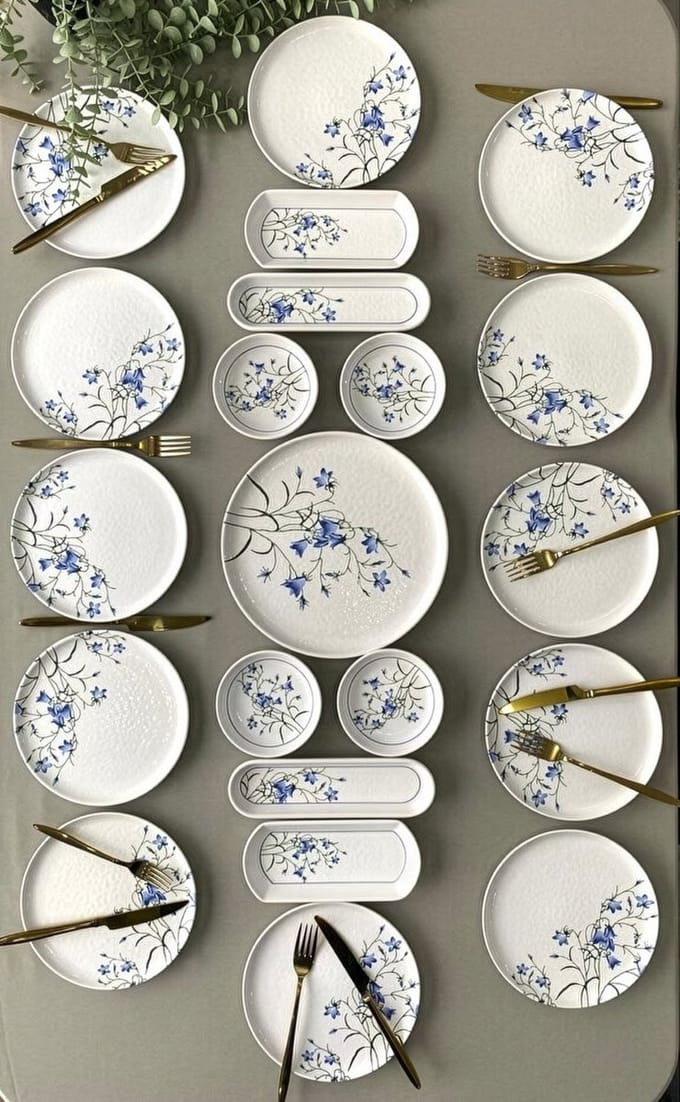 Hermia Concept Seed Blue - Ontbijtset - 21-delig - Blauw/Wit