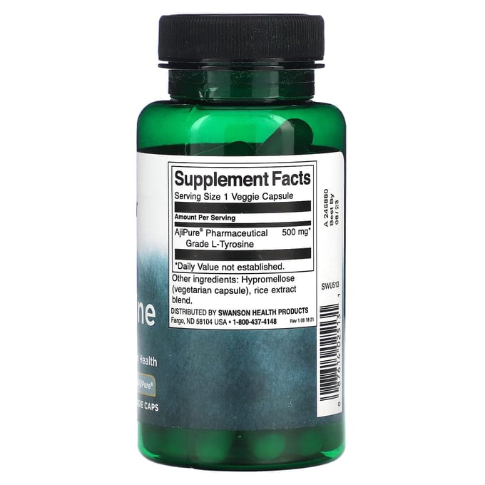 L-tyrosine, 500 mg, 60 vegetarische capsules