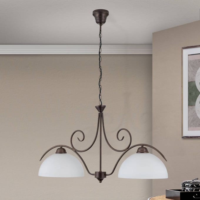 ORION 2-lichts hanglamp JANA met albastglas