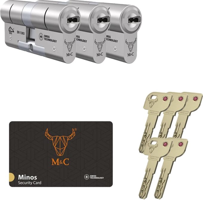 3 Gelijksluitende Cilinders M&C Minos SKG***
