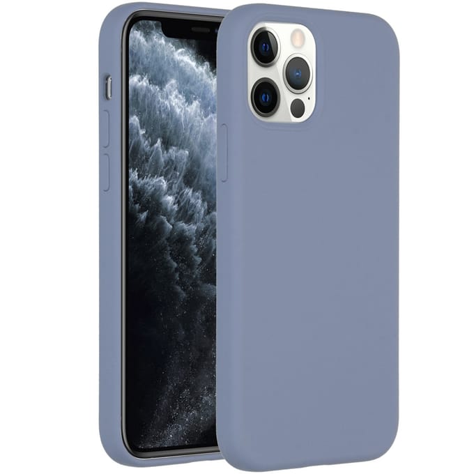 Accezz Hoesje - Geschikt voor Apple iPhone 12 Pro / 12 - Liquid Silicone Backcover - Lavender Gray