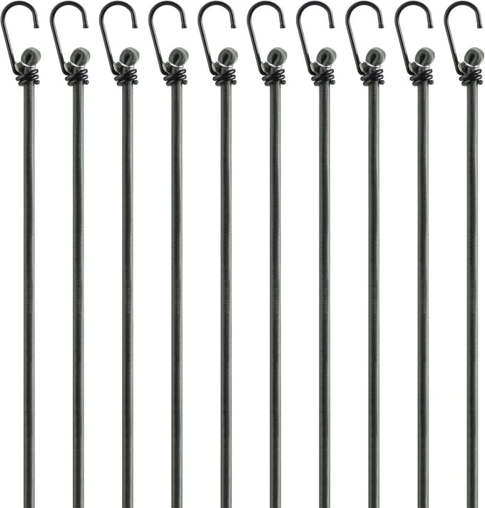 Expander Set - Rubberen Spanners - Bagage Vervoer - Met Rubber Beklede Haak - 4 Lengtes - Legergroen