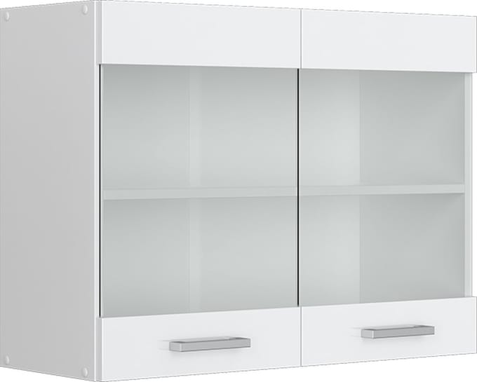 Vicco R-Line Glazen keukenkast – 80 cm Wit Hoogglans