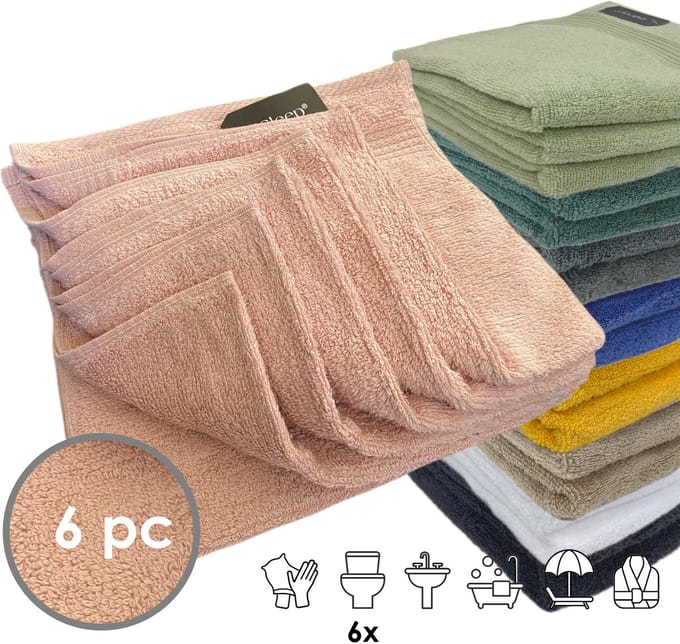 iSleep Terry Gastendoekje - 6 Stuks - 30x50 cm - Oud Roze