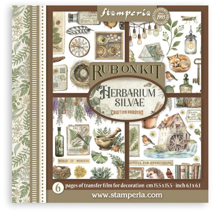 Stamperia - Herbarium Silvae Rub-On 6,1x6,1 Inch Assortment (6pcs) (DFLRBX02)