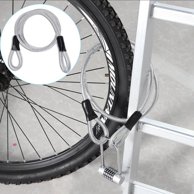 Câble de sécurité en acier durable de 120 cm de long avec extrémités bouclées scellées, diamètre 8 mm white