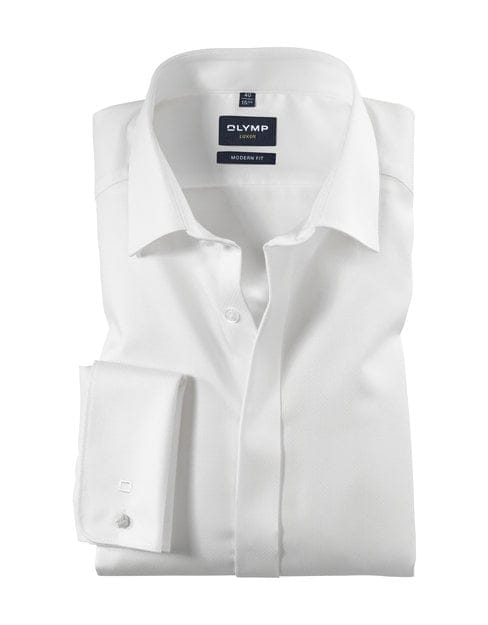 OLYMP Luxor modern fit overhemd - smoking overhemd structuur - offwhite - Strijkvrij - Boordmaat: 46