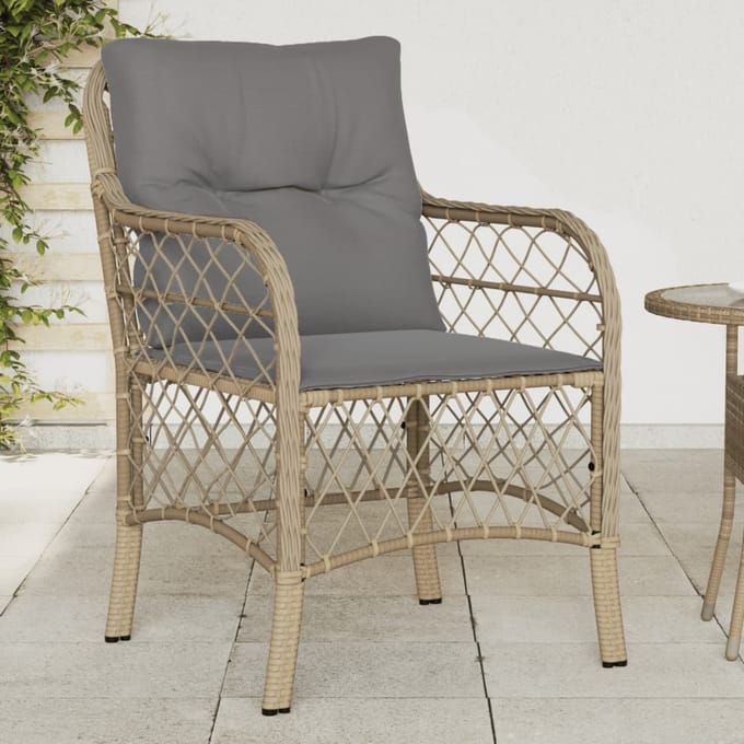 vidaXL - Tuinstoelen - 2 - st - met - kussens - poly - rattan - gemengd - beige