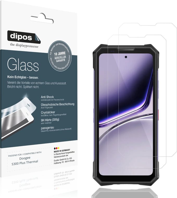 dipos – 2x Pantserfolie geschikt voor Doogee S300 Plus Thermal | 9H Screenprotector