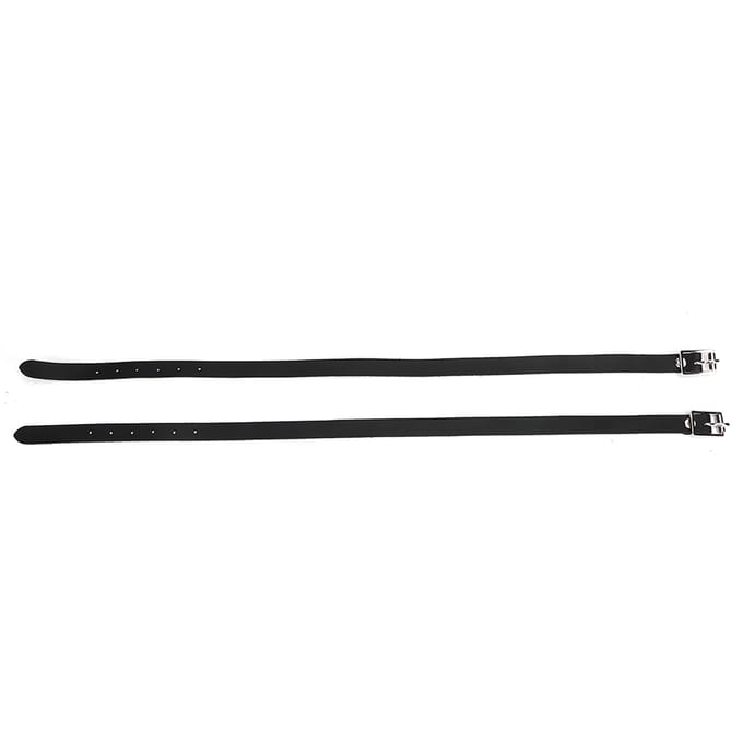 1 Paire Rallonger Pour Sangles d'Éperons Cuirs avec Boucle en Acier Inoxydable Accessoires Outil Cheval 50cm black