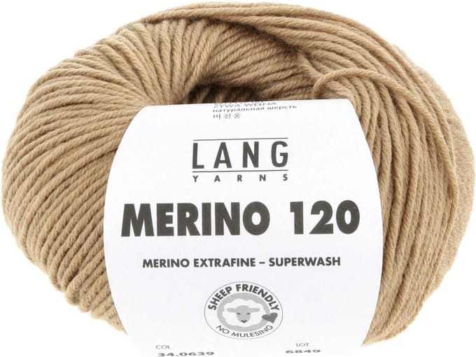 Lang Yarns Merino 120 - 639 camel mix - Merinowol Garen
