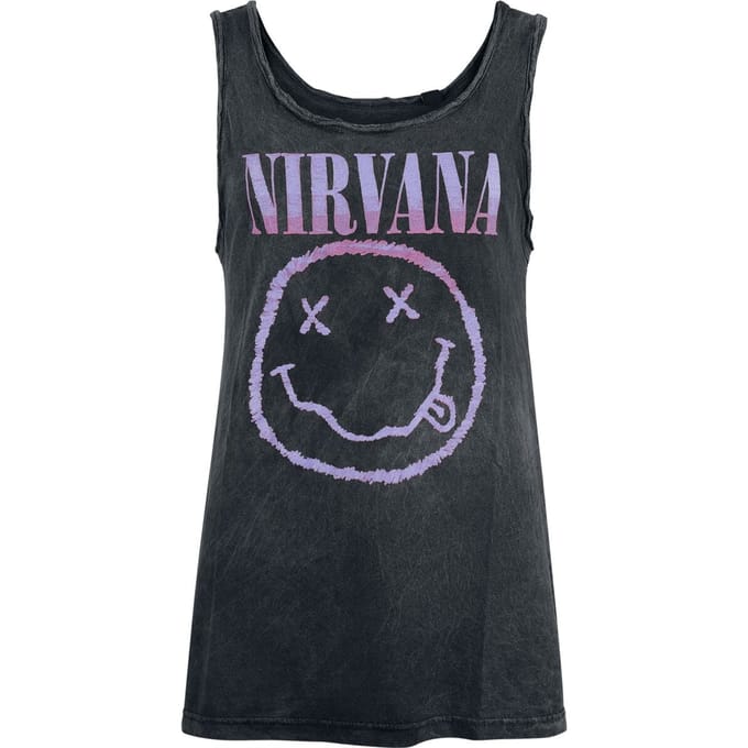 Nirvana Top - Smiley - M - voor Vrouwen - zwart