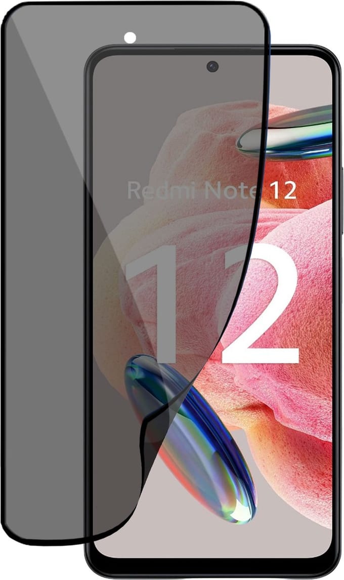 Privé Screenprotector geschikt voor Xiaomi Xiaomi Redmi Note 12 Screenprotector - Privacy Beschermglas - Privacy Proteqt+