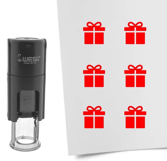 CombiCraft Stempel cadeau 10mm rond rode inkt - per 1 stuk