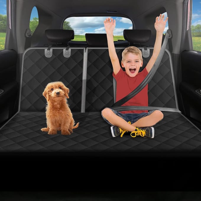 Famanu - Rugleuningbeschermer auto, vuilafstotend, universele pasvorm, leren look