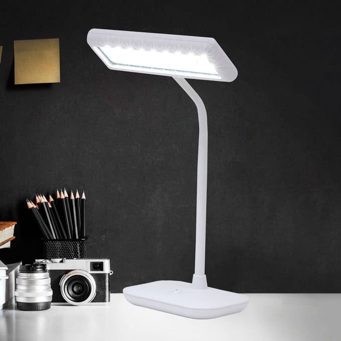 BRILONER Daylight – Bureaulamp led – daglichtlamp – koudwit licht tafellamp – draaibaar & zwenkbaar – h.: 44cm – wit