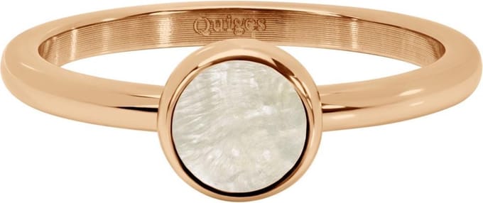 Quiges Stapelring Dames - Vulring - RVS Roségoudkleurig met Schelp Creme - Maat 20 - Hoogte 2mm