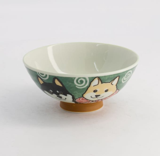 Tokyo Design Studio – Kawaii Shiba-Dog Rijstkom – Groen – Ø 14,5 cm – 500 ml – Porselein