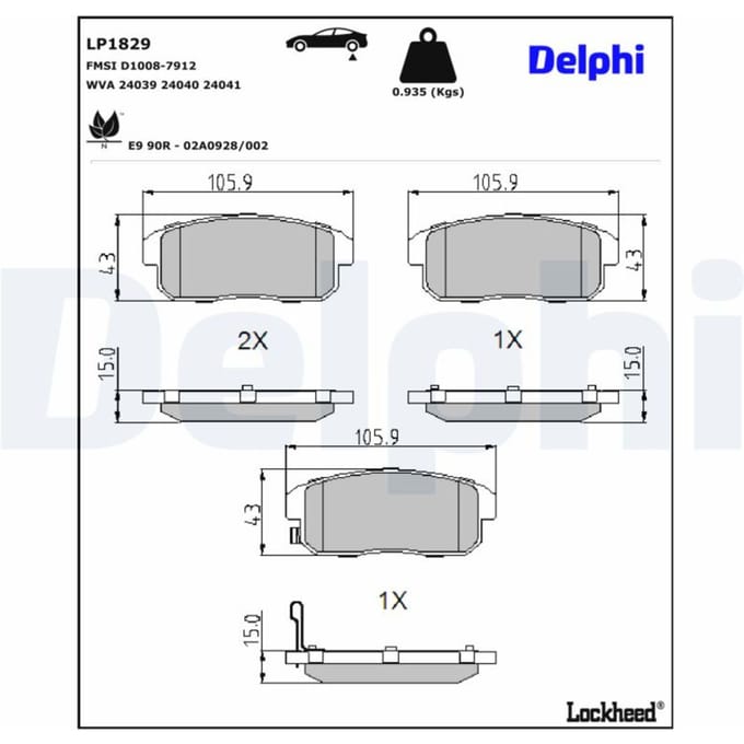 Remblokset DELPHI LP1829, achter