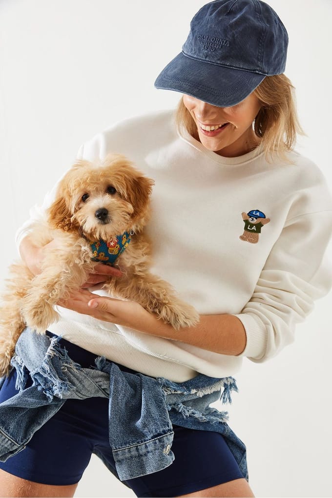 Geborduurd Katoenen Rundhals Sweatshirt