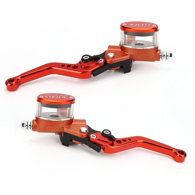 Paar Rem Koppelingshendel Universele Motorfiets Hoofdcilinder Reservoir Hydraulische Pomp Handrem red
