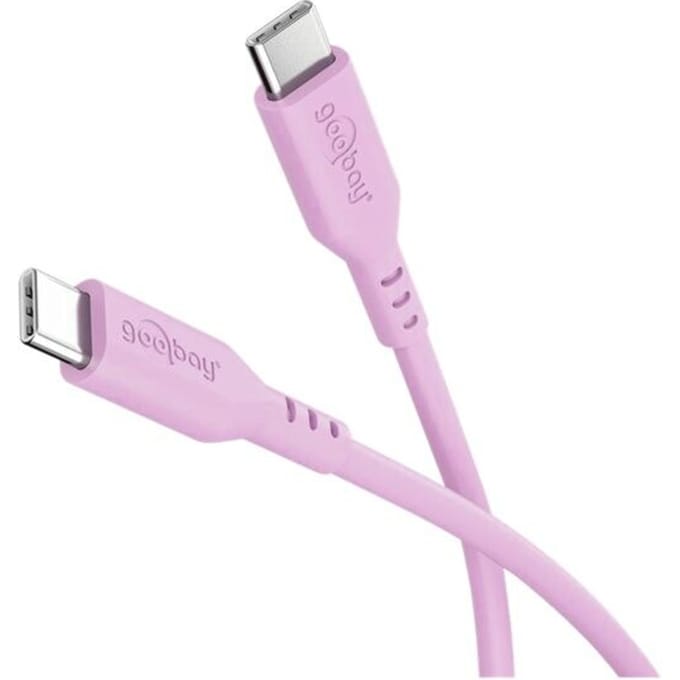 Goobay USB-C siliconen kabel | USB2.0 | PD 60W | roze | 1,5 meter