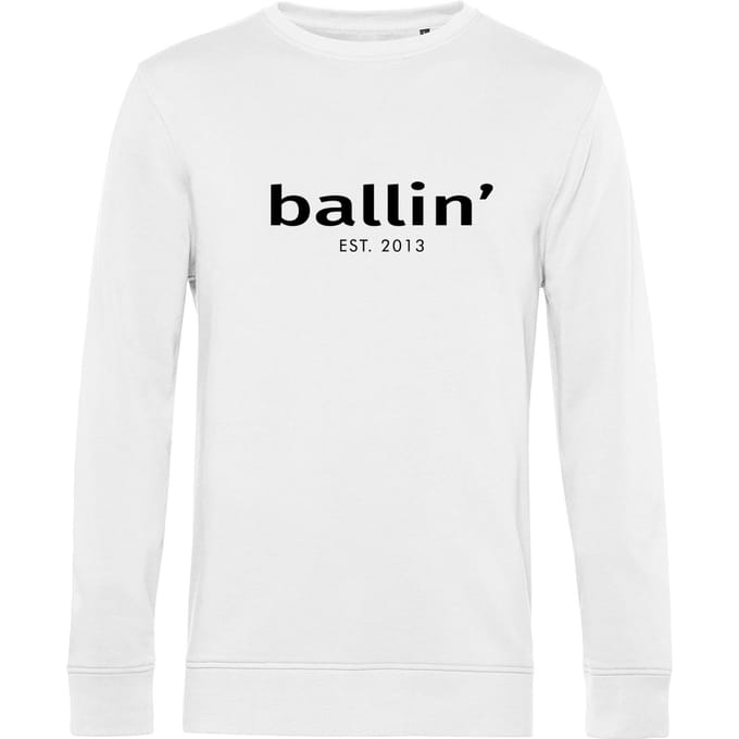 Heren Sweaters met Ballin Est. 2013 Basic Sweater Print - Wit - Maat S