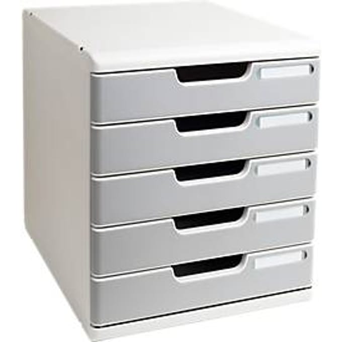 Exacompta MODULO A4 Office steengrijs, ladebox 5 laden gesloten A4/A4+, geruisloos, veiligheidsstop