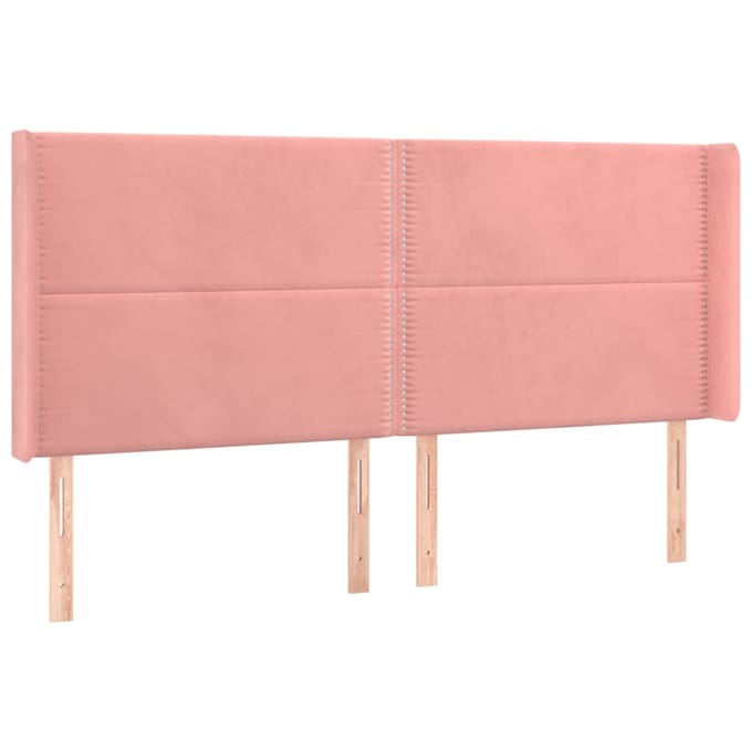 vidaXL Hoofdbord LED 163x16x118/128 cm fluweel roze