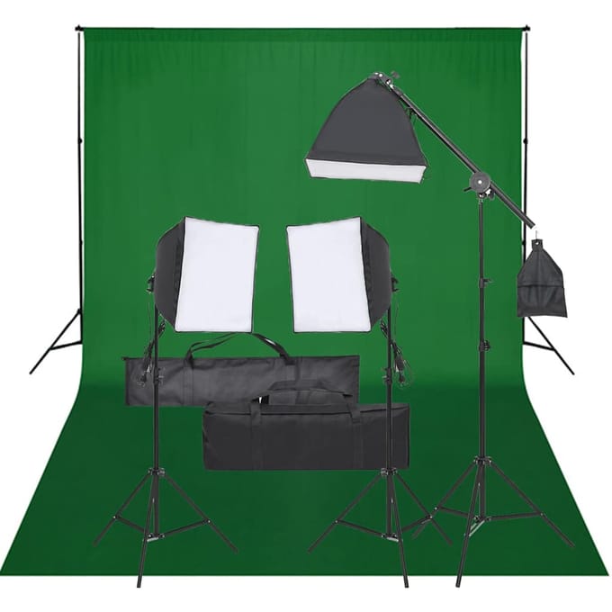 Vidaxl Kit d'éclairage de studio photographique avec lampes et arrière-plan