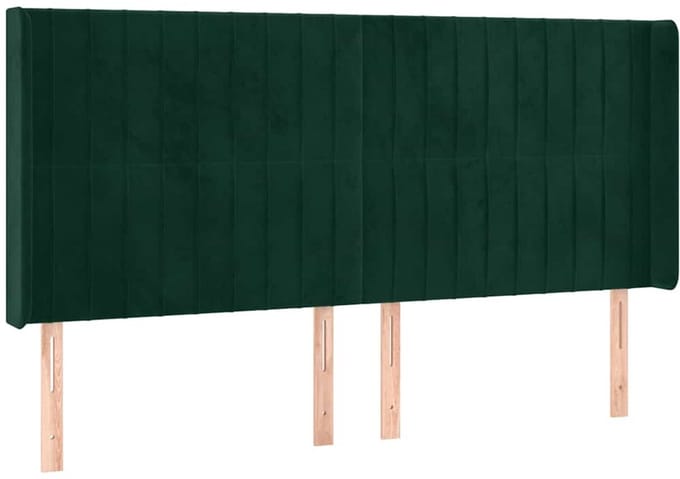 vidaXL - Hoofdbord - met - randen - 203x16x118/128 - cm - fluweel - donkergroen